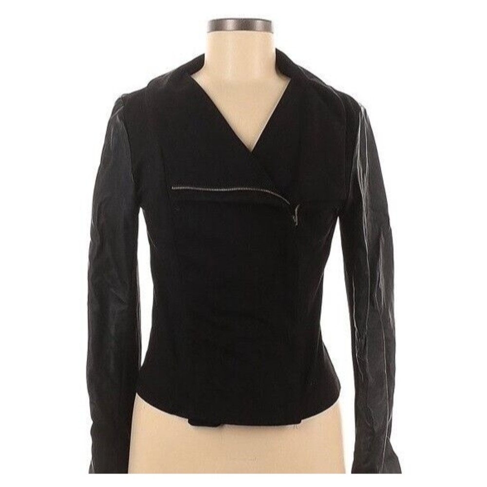 Romeo & Juliet Couture Womens Black Faux Suede & Leather Moto Jacket Size S